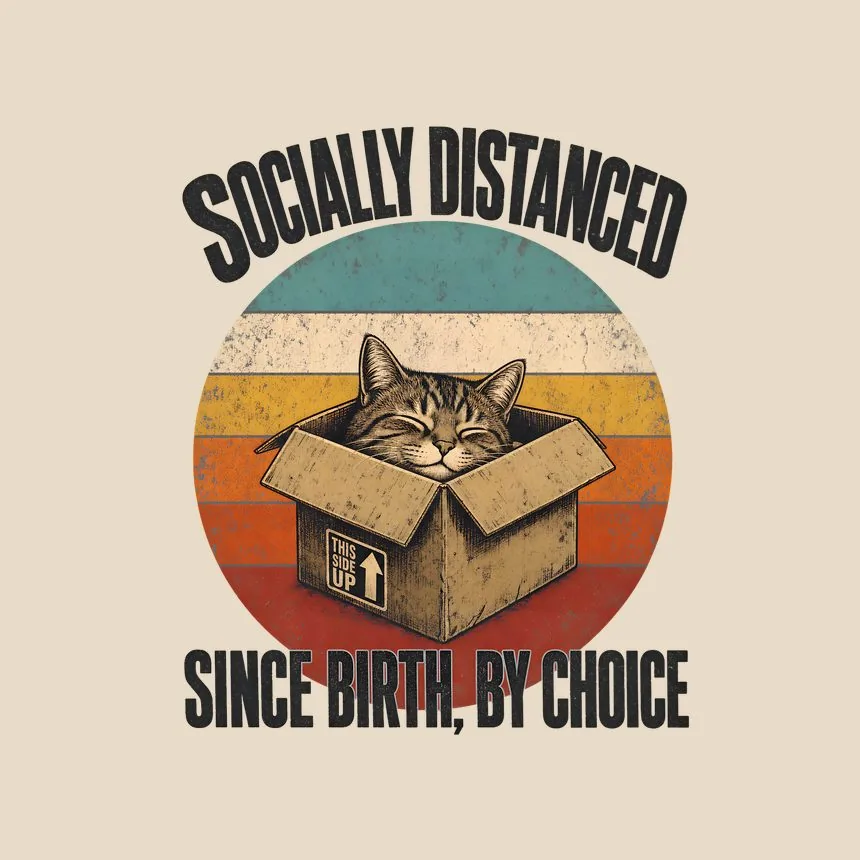 Socially Distanced Since Birth, By Choice — funny cat tote bag