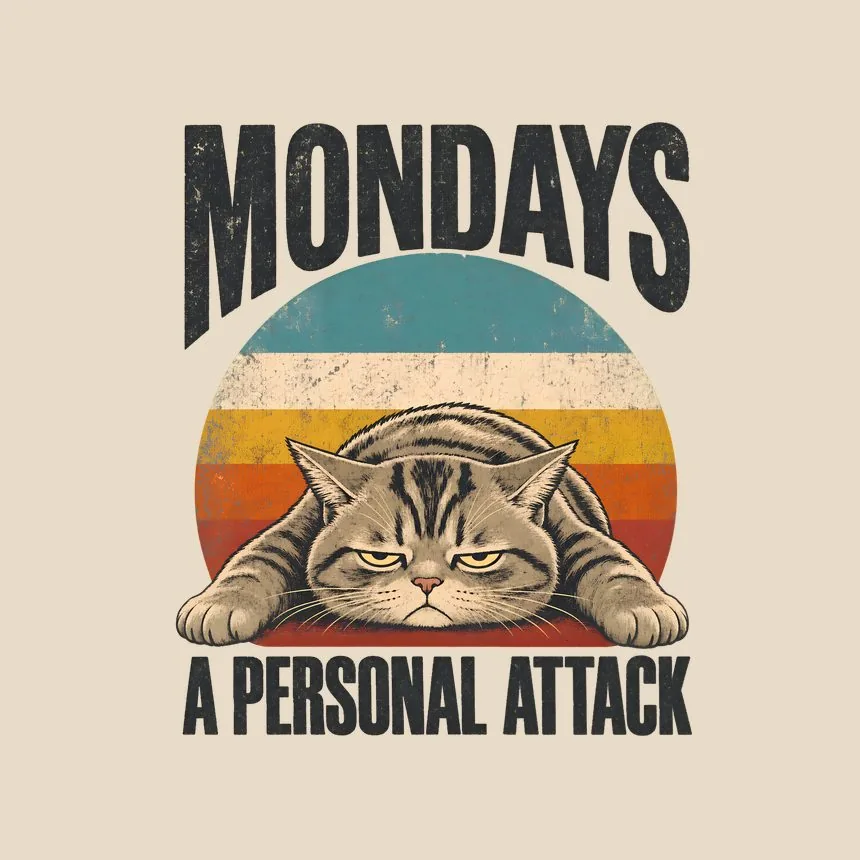 Mondays A Personal Attack Retro Cat Design — funny cat tote bag