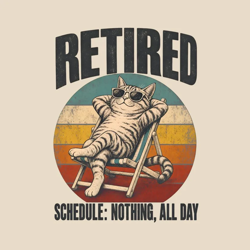 Retired Schedule Nothing, All Day Cat Design — funny cat tote bag