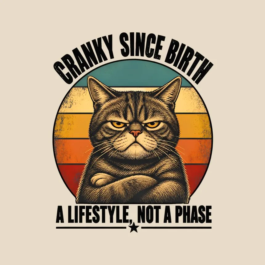 Cranky Since Birth A Lifestyle Not A Phase — funny cat tote bag