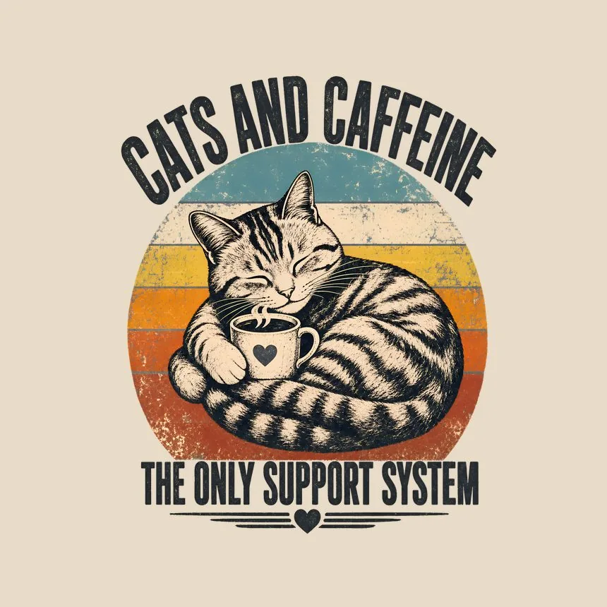 Cats And Caffeine The Only Support System — funny cat tote bag