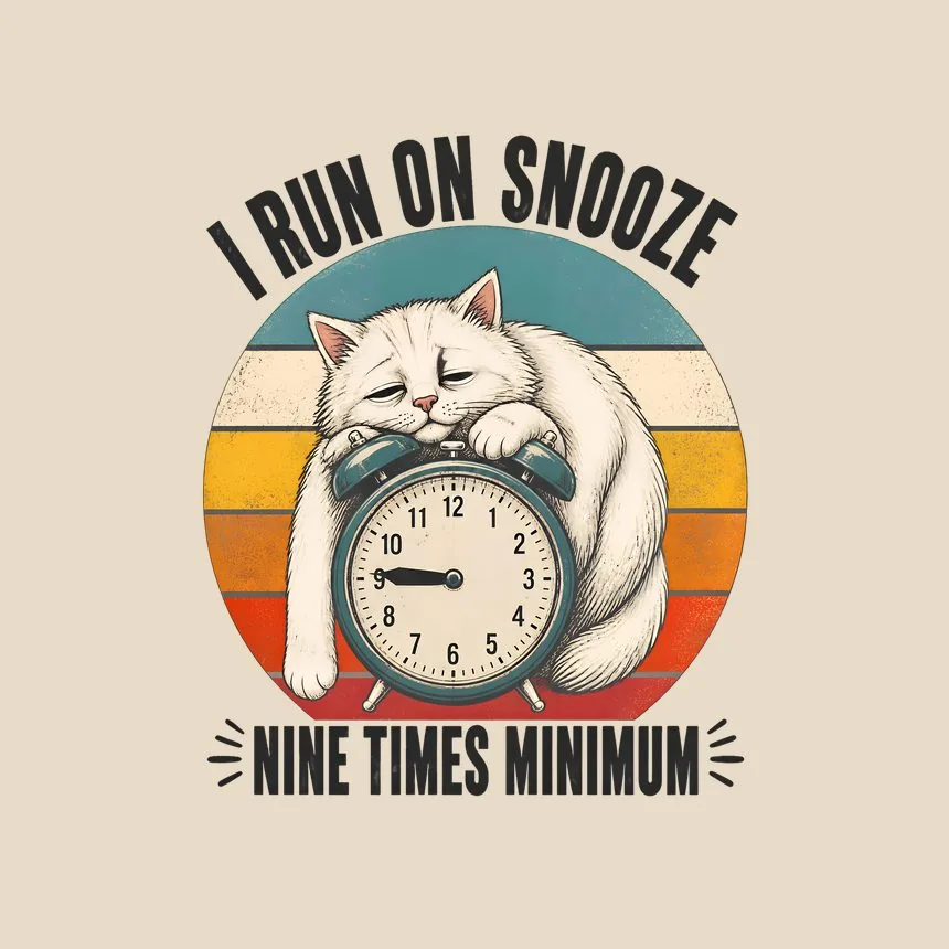 I Run on Snooze Nine Times Minimum Cat — funny cat tote bag