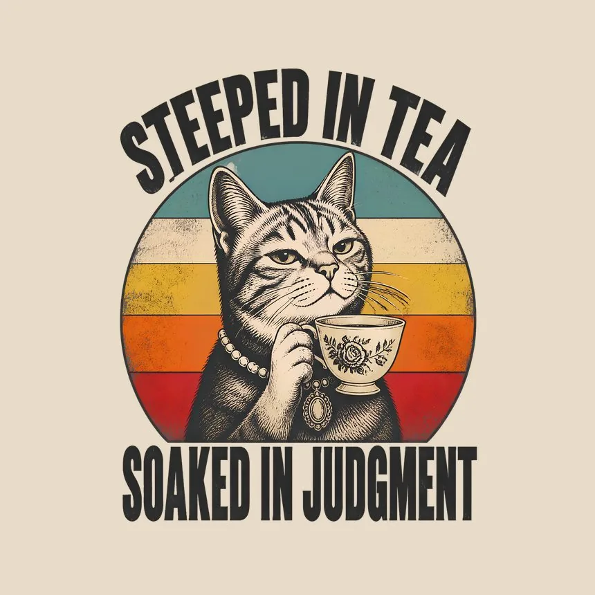 Steeped In Tea Soaked In Judgment Cat — funny cat tote bag