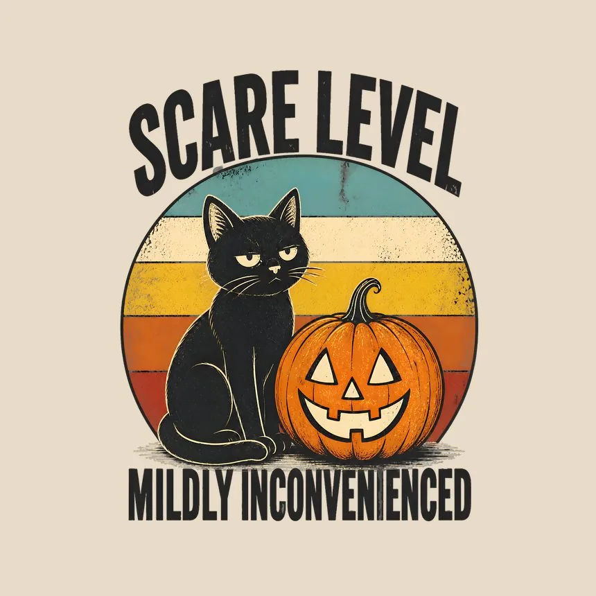 Scare Level Mildly Inconvenienced Halloween Cat — funny cat tote bag
