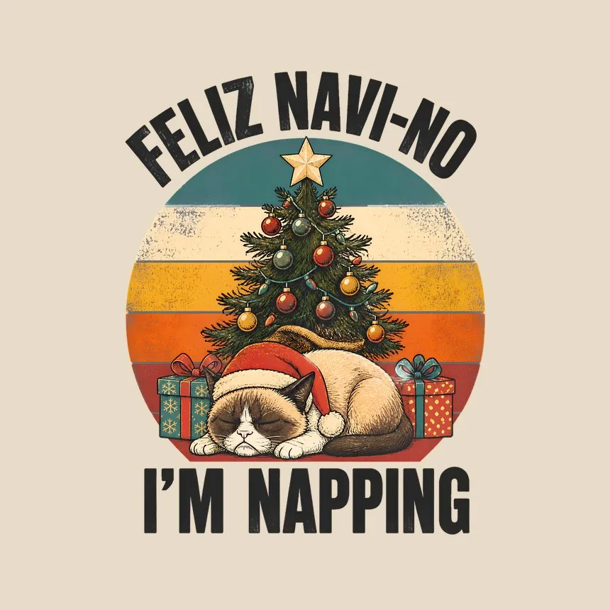 Feliz Navi No I'm Napping Holiday Santa Cat — funny cat tote bag