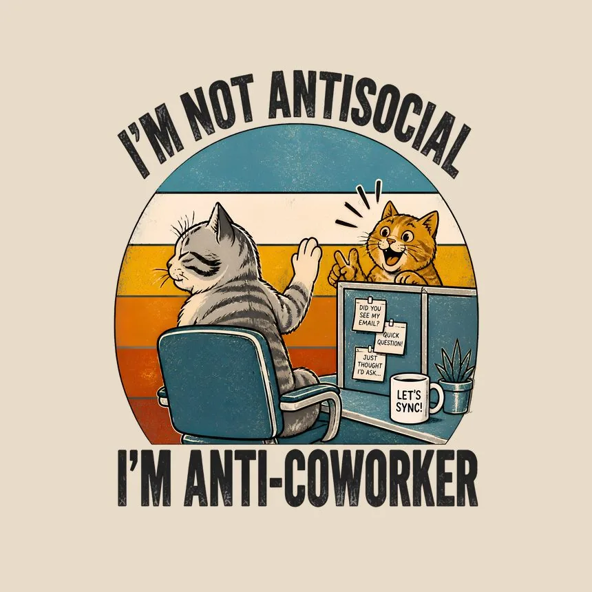 Not Antisocial Anti-Coworker Cat — funny cat tote bag