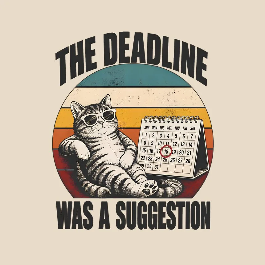 The Deadline Was A Suggestion Cat — funny cat tote bag
