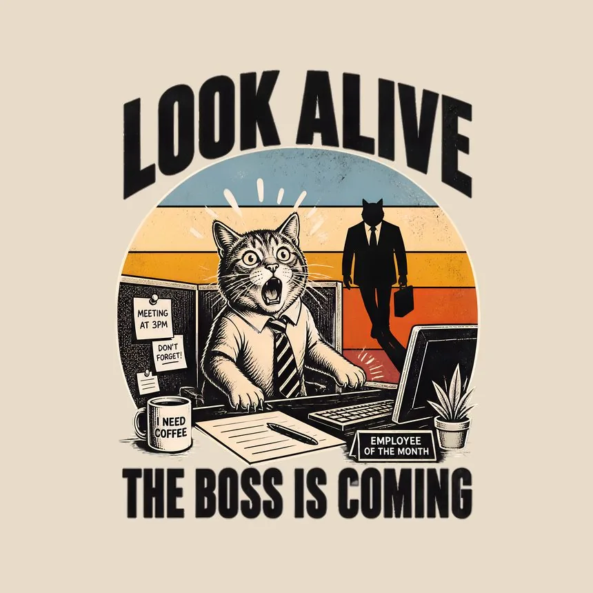 Look Alive The Boss Is Coming Cat — funny cat tote bag