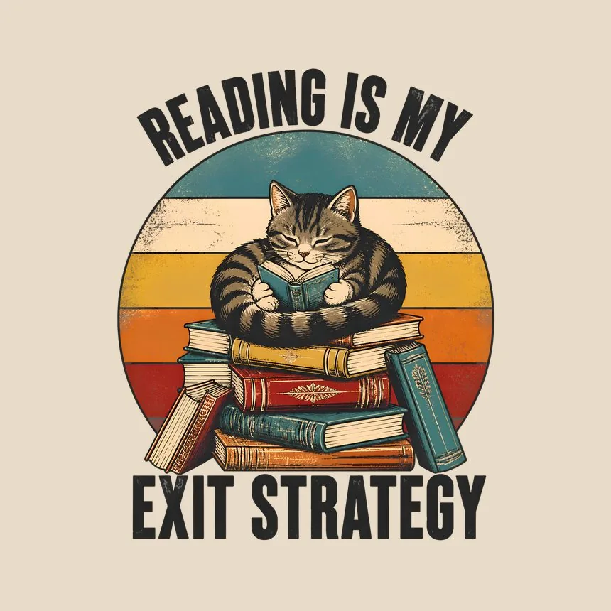 Reading Is My Exit Strategy Cat — funny cat tote bag