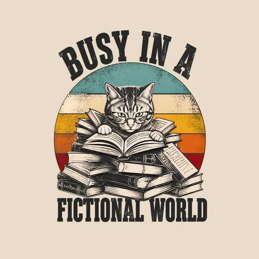 Busy In A Fictional World Cat — funny cat tote bag