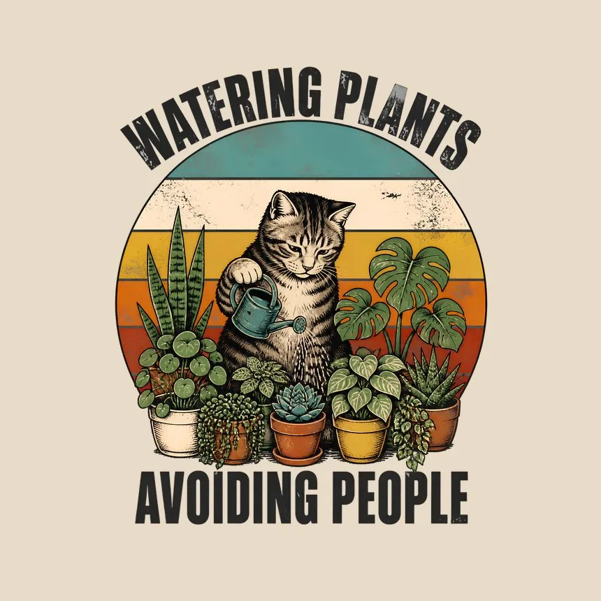 Watering Plants Avoiding People Cat — funny cat tote bag