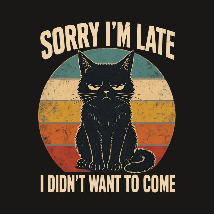 Sorry I'm Late Antisocial Cat Retro — funny cat tumbler