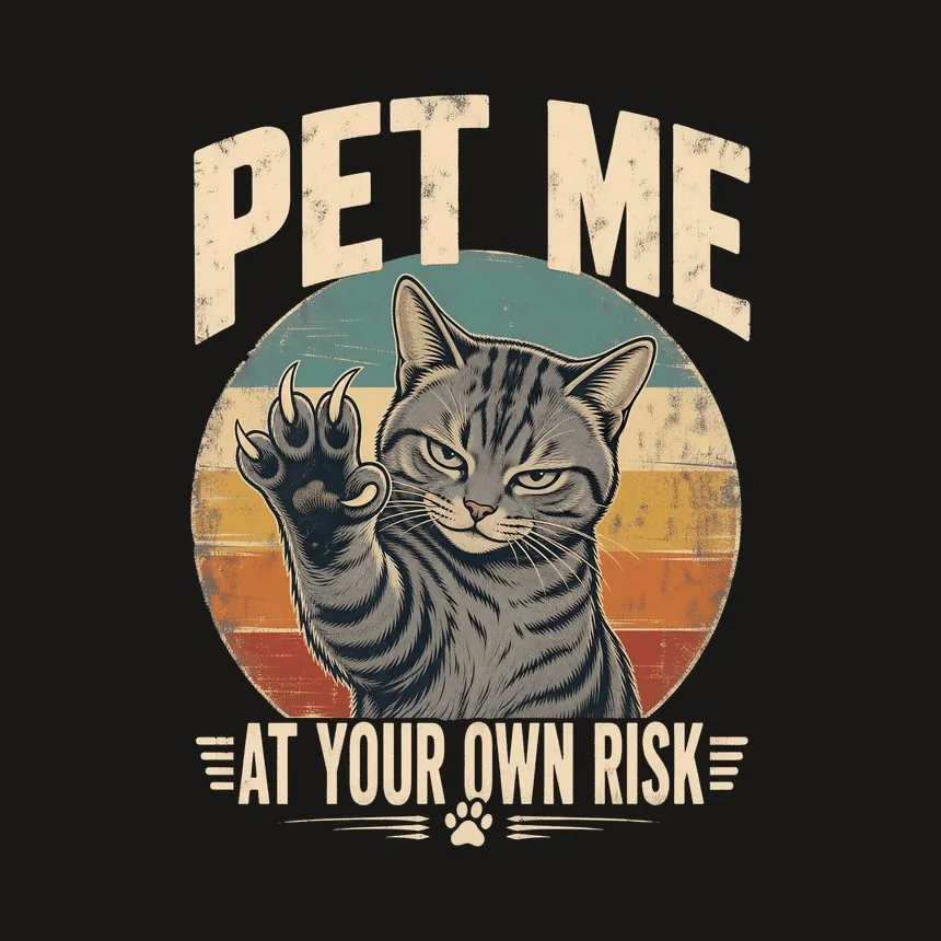 Pet Me At Own Risk Sassy Cat Retro — funny cat tumbler