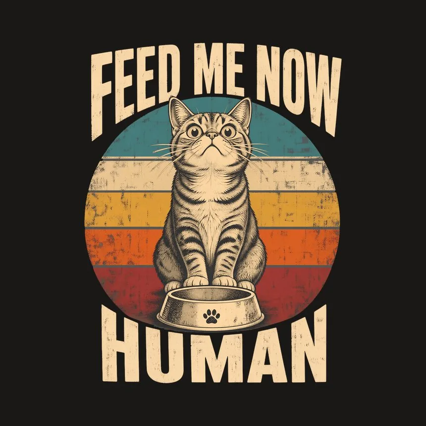 Feed Me Now Human Demanding Cat Retro — funny cat tumbler