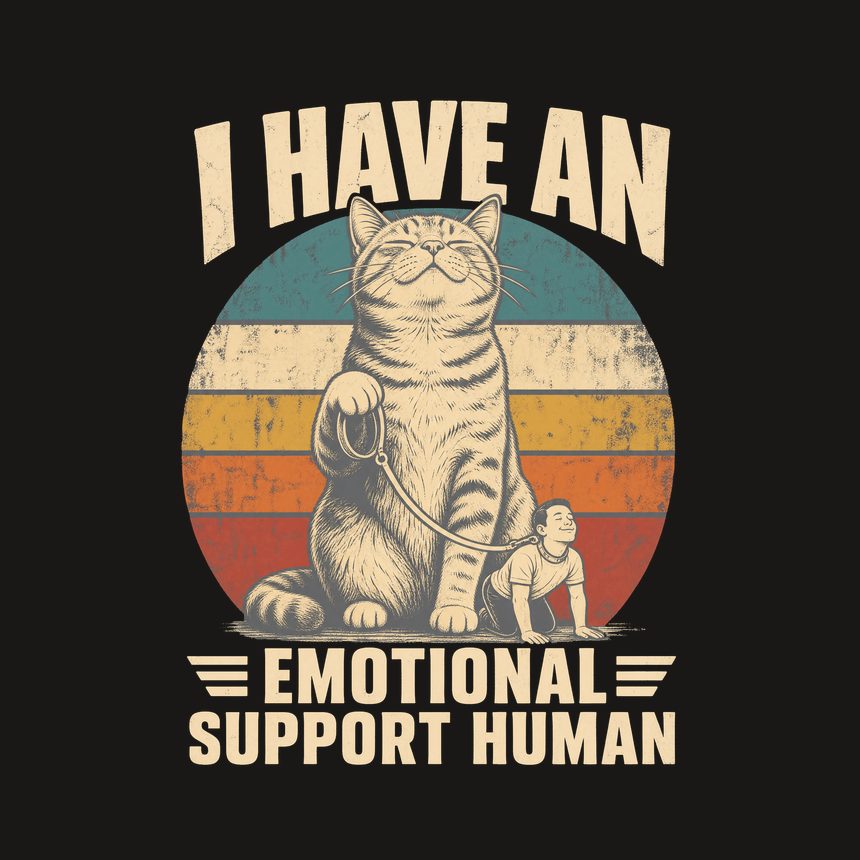 Emotional Support Human Sarcastic Cat Retro — funny cat tumbler