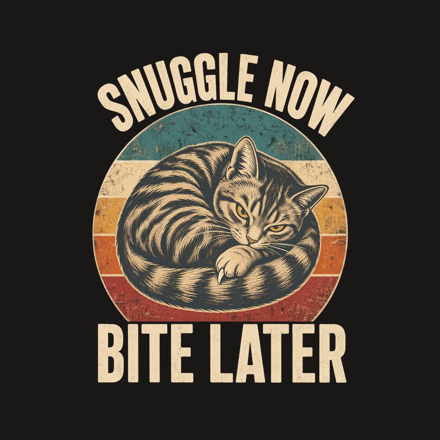 Snuggle Now Bite Later Moody Cat Retro — funny cat tumbler