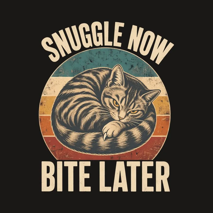 Snuggle Now Bite Later Moody Cat Retro — funny cat tumbler