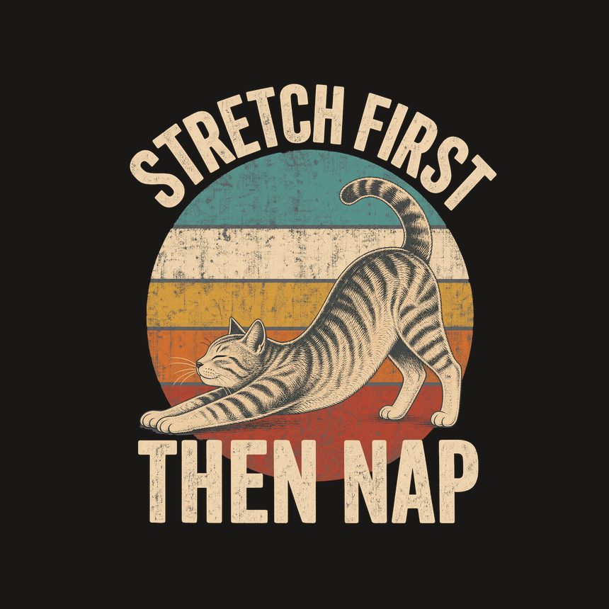 Stretch First Then Nap Yoga Cat Retro Design — funny cat tumbler