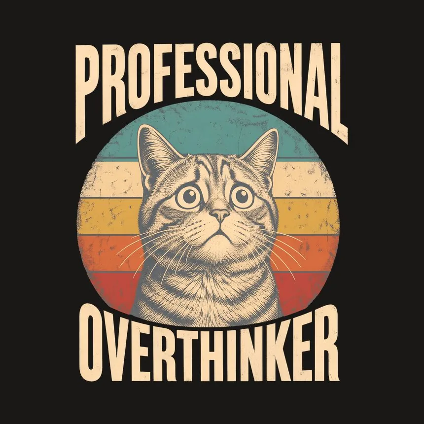 Professional Overthinker Anxious Cat Retro — funny cat tumbler