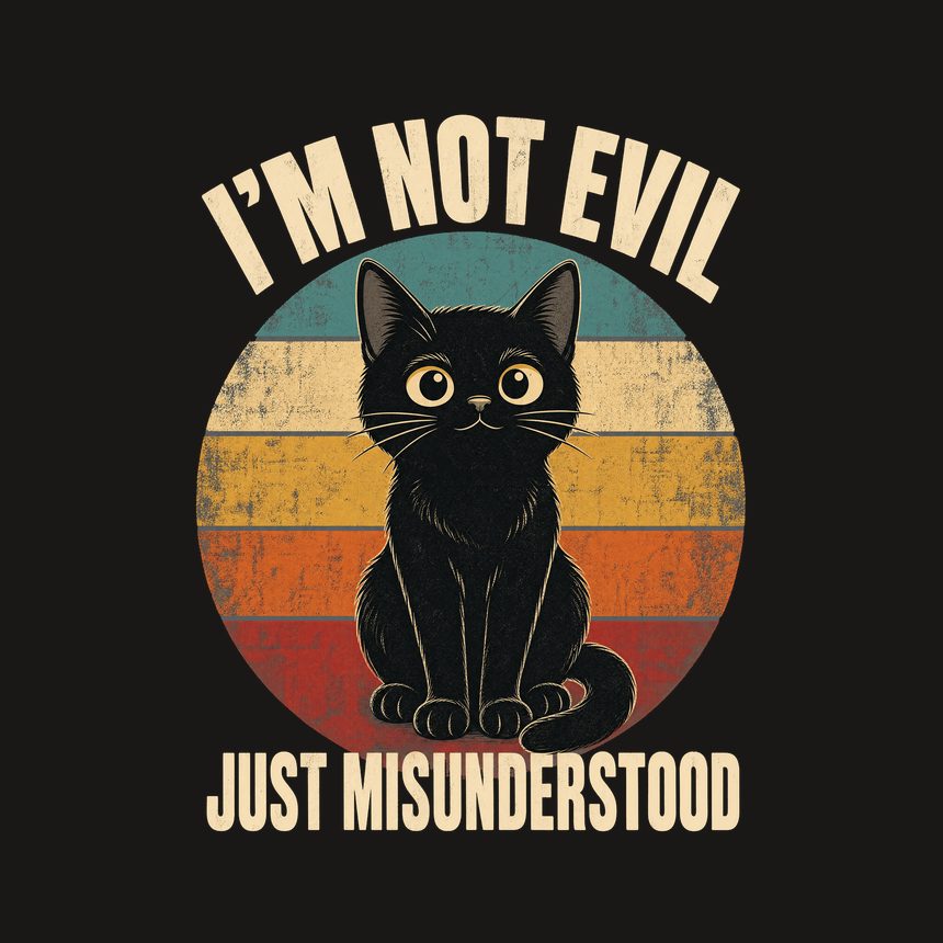 Not Evil Just Misunderstood Black Cat Retro — funny cat tumbler