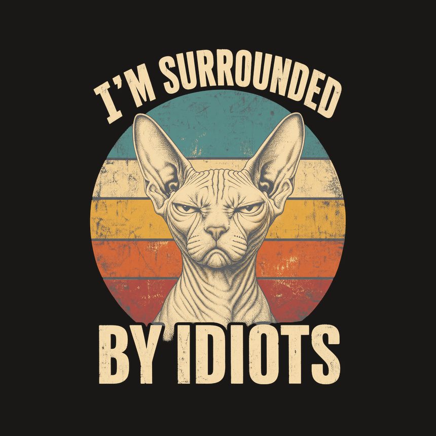 Surrounded By Idiots Judgy Cat Retro — funny cat tumbler
