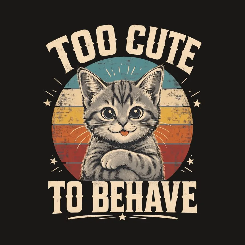 Too Cute To Behave Naughty Kitten Retro — funny cat tumbler