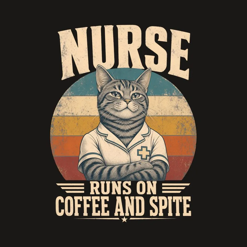 Nurse Runs On Coffee And Spite Retro Cat Design — funny cat tumbler
