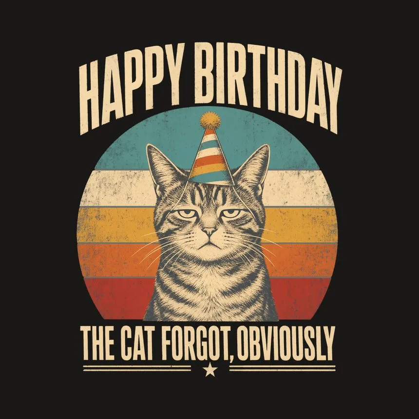 Happy The Cat Forgot, Obviously Retro Cat Design — funny cat tumbler