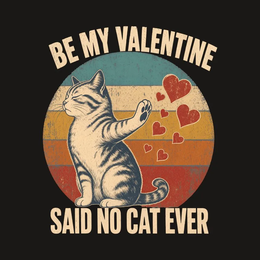 Be My Valentine Said No Cat Ever Retro Cat Design — funny cat tumbler