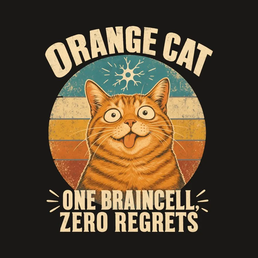 Orange Cat One Braincell, Zero Regrets Cat Design — funny cat tumbler