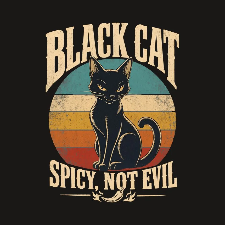 Black Cat Spicy, Not Evil Retro Cat Design — funny cat tumbler