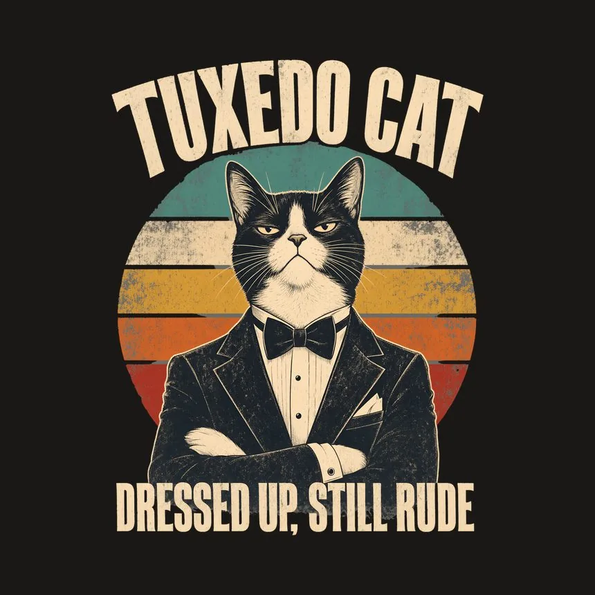 Tuxedo Cat Dressed Up, Still Rude Retro Cat Design — funny cat tumbler