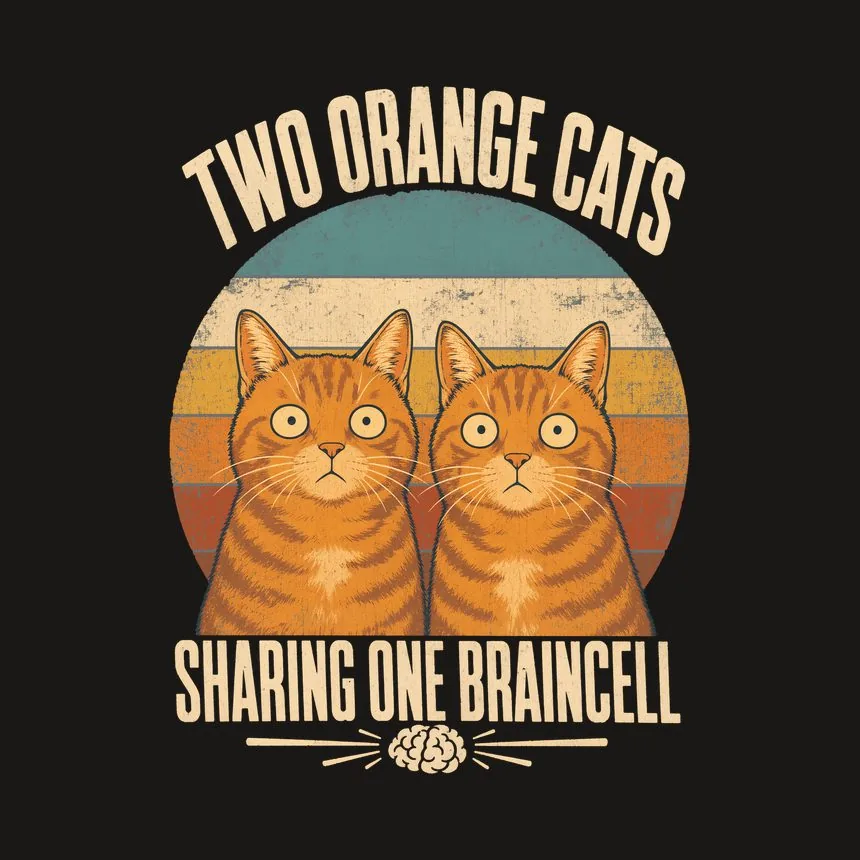 Two Orange Cats Sharing One Braincell Cat Design — funny cat tumbler