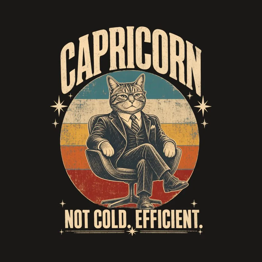Capricorn Not Cold. Efficient. Retro Cat Design — funny cat tumbler