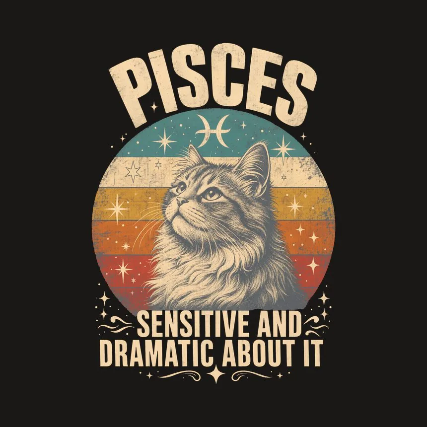 Pisces Sensitive And Dramatic About It Cat Design — funny cat tumbler