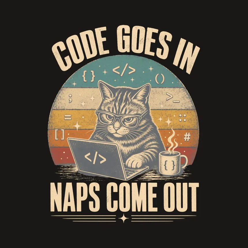 Code Goes In Naps Come Out Retro Cat Design — funny cat tumbler