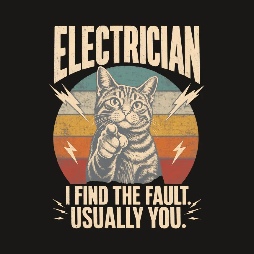 Electrician I Find The Fault. Usually You — funny cat tumbler