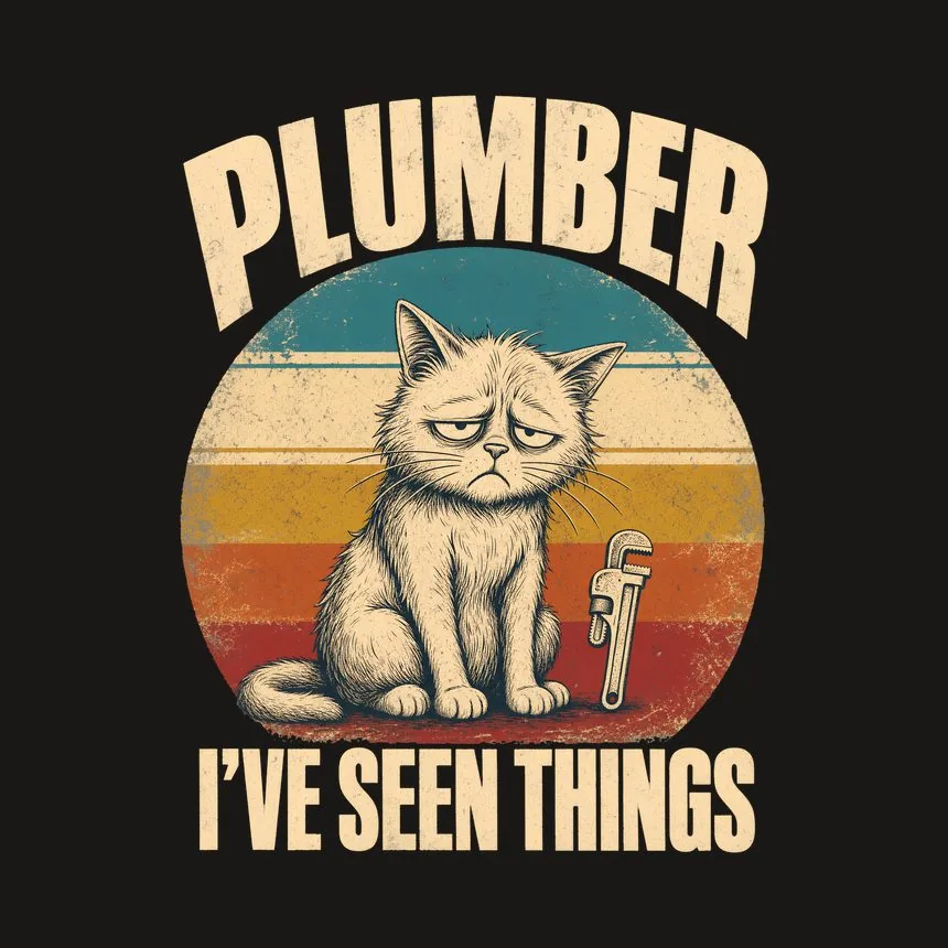 Plumber I'Ve Seen Things Retro Cat Design — funny cat tumbler
