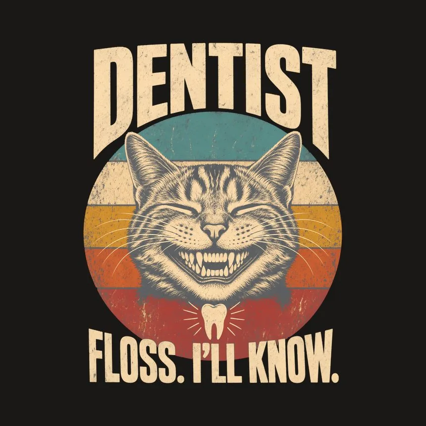 Dentist Floss. I'Ll Know. Retro Cat Design — funny cat tumbler