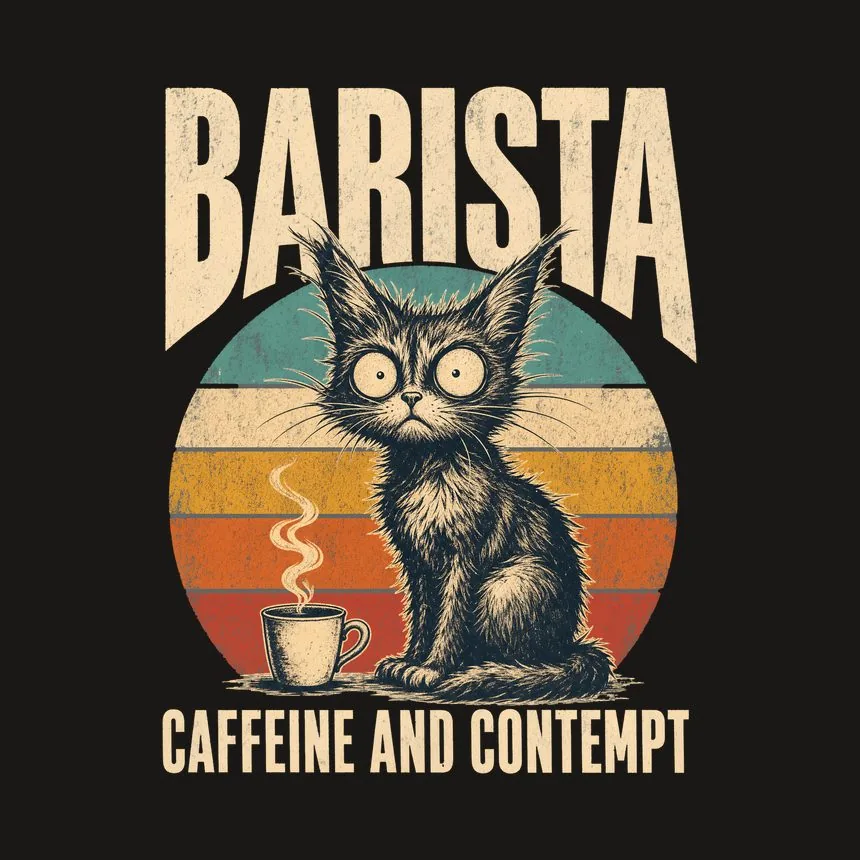 Barista Caffeine And Contempt Retro Cat Design — funny cat tumbler