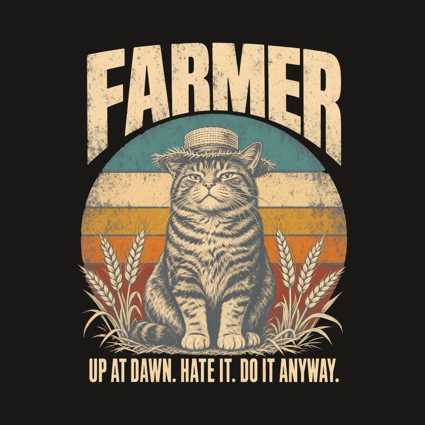 Farmer Up At Dawn. Hate It. Do It Anyway — funny cat tumbler