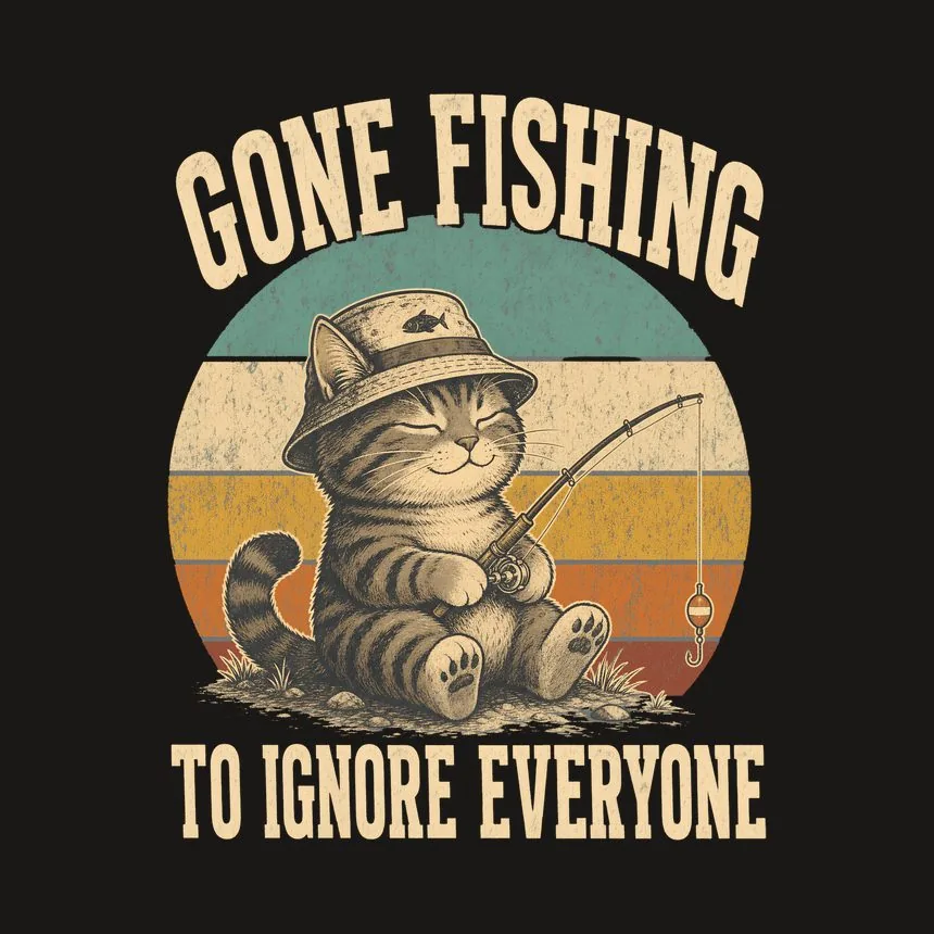 Gone Fishing To Ignore Everyone Retro Cat Design — funny cat tumbler