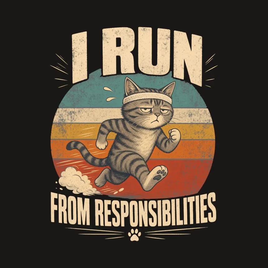 I Run From Responsibilities Retro Cat Design — funny cat tumbler