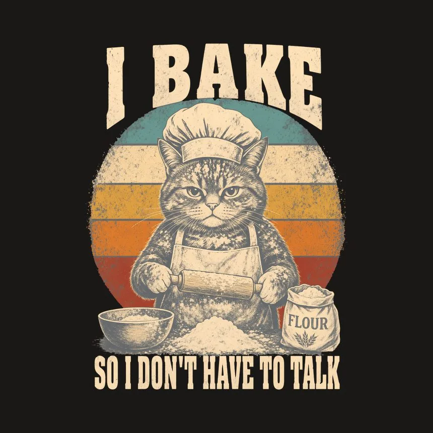 I Bake So I Don'T Have To Talk Retro Cat Design — funny cat tumbler