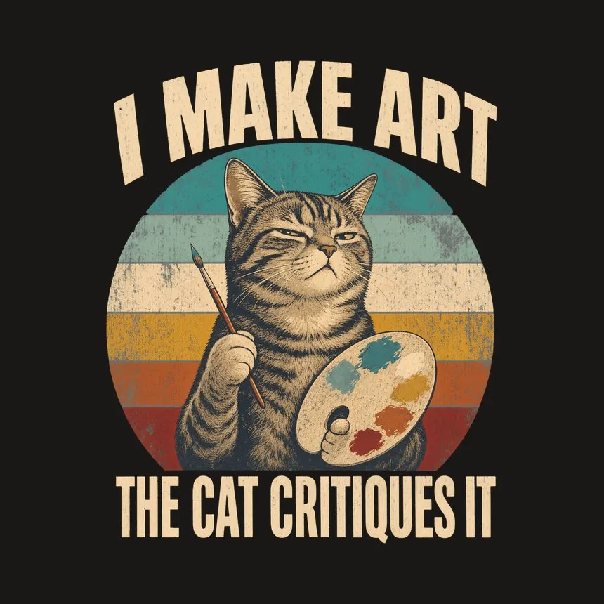 I Make Art The Cat Critiques It Retro Cat Design — funny cat tumbler