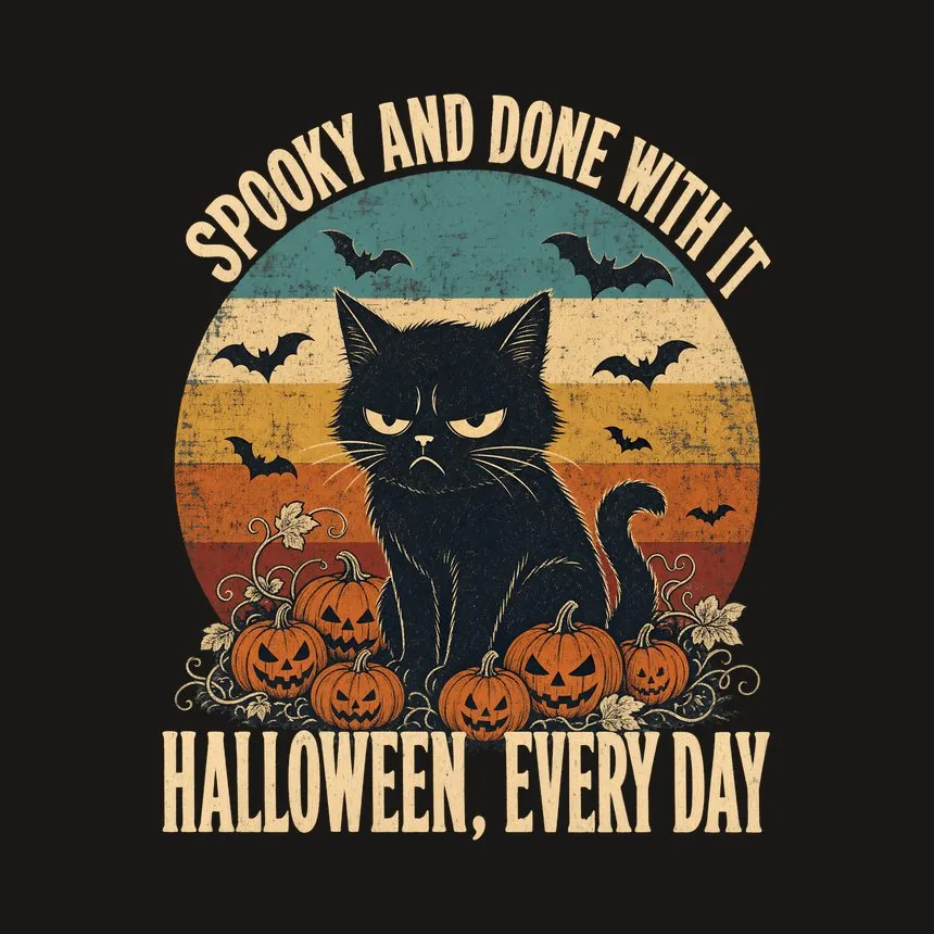 Spooky And Done With It Halloween, Every Day — funny cat tumbler