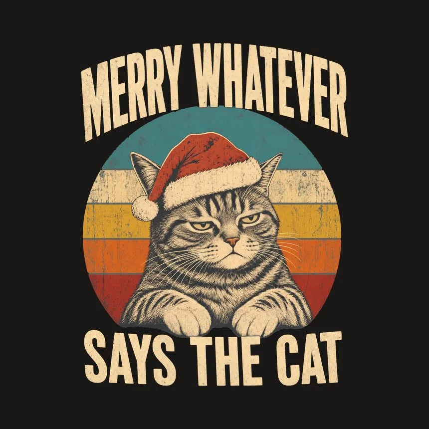 Merry Whatever Says The Cat Retro Cat Design — funny cat tumbler