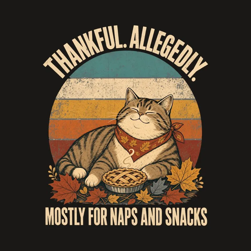 Thankful. Allegedly. Mostly For Naps And Snacks — funny cat tumbler