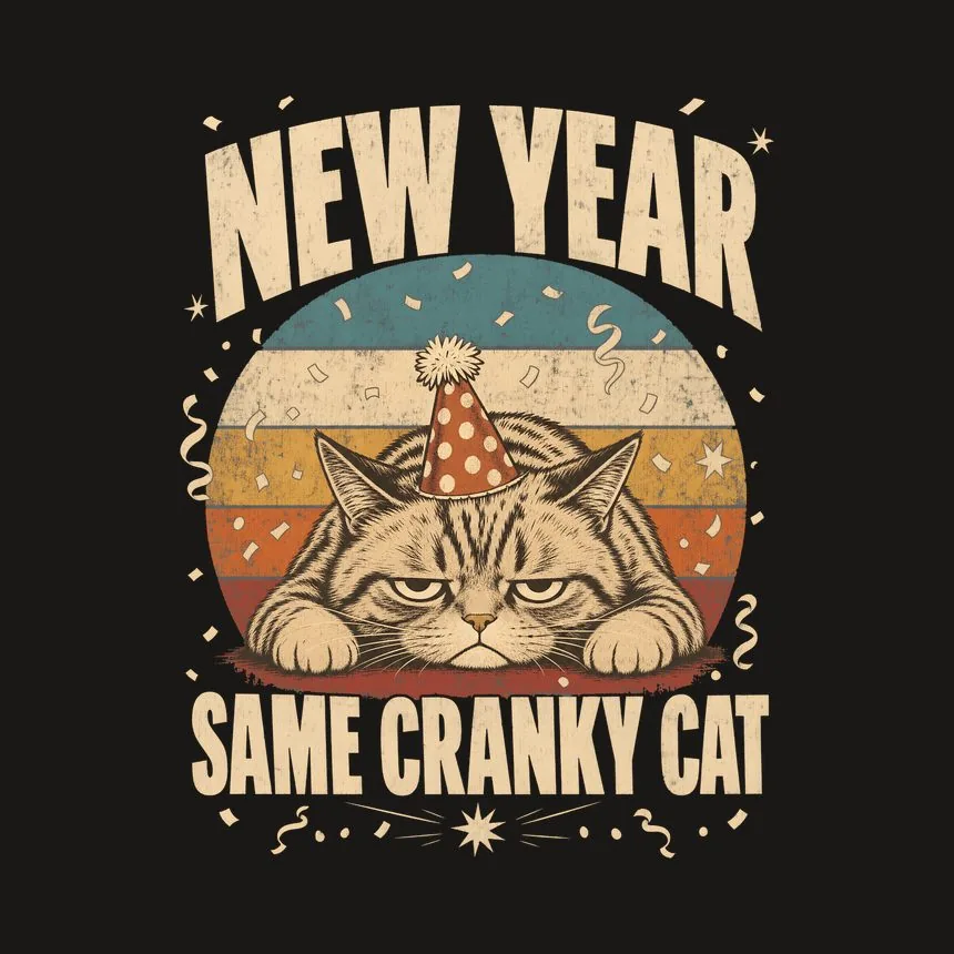 New Year Same Cranky Cat Retro Cat Design — funny cat tumbler