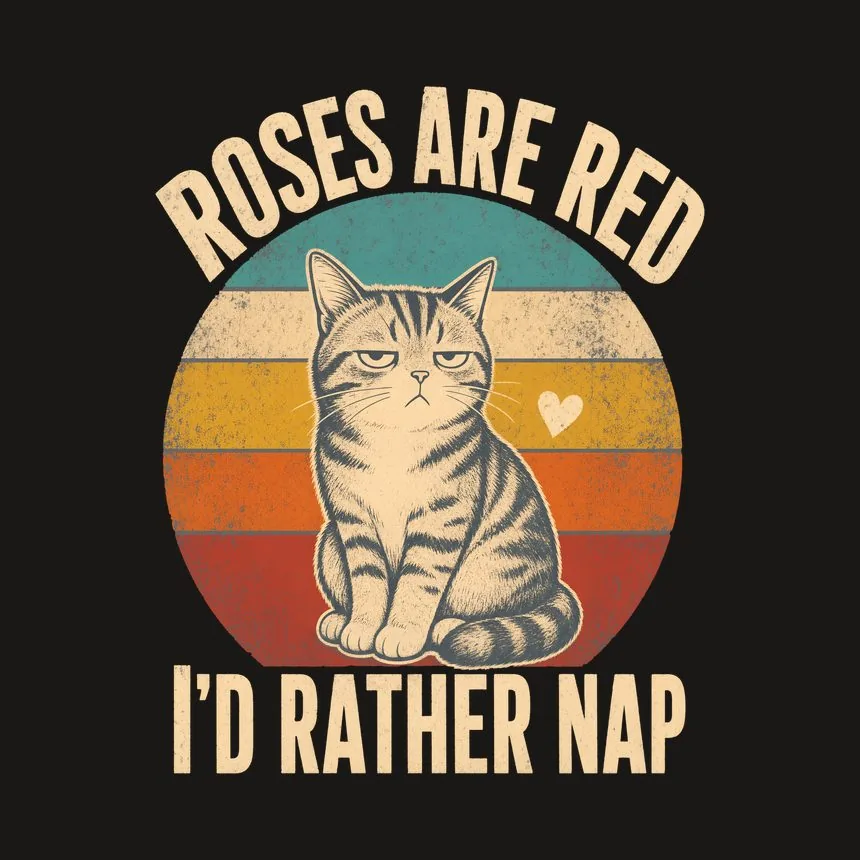 Roses Are Red I'D Rather Nap Retro Cat Design — funny cat tumbler